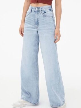 Aeropostale High Rise Super Wide Leg Light Blue Jeans